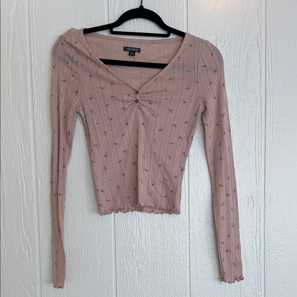 Women's Wild Fable Pink Floral Long Sleeve Top